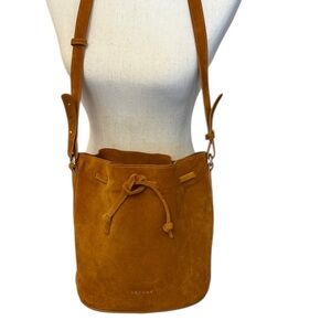 Sezane Mustard Suede Crossbody Bag